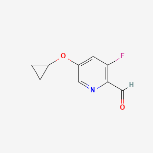 molecular formula C9H8FNO2 B14824152 5-Cyclopropoxy-3-fluoropicolinaldehyde 