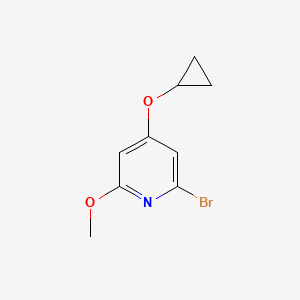 molecular formula C9H10BrNO2 B14824237 2-Bromo-4-cyclopropoxy-6-methoxypyridine 