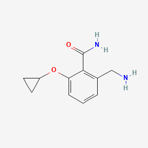 molecular formula C11H14N2O2 B14824487 2-(Aminomethyl)-6-cyclopropoxybenzamide 