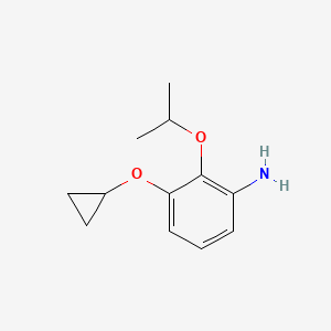molecular formula C12H17NO2 B14824562 3-Cyclopropoxy-2-isopropoxyaniline 