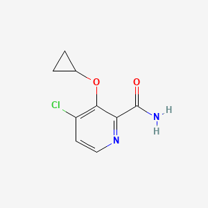 molecular formula C9H9ClN2O2 B14825266 4-Chloro-3-cyclopropoxypicolinamide 