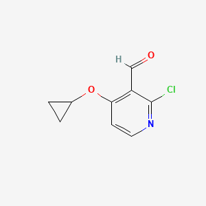 molecular formula C9H8ClNO2 B14825370 2-Chloro-4-cyclopropoxynicotinaldehyde 