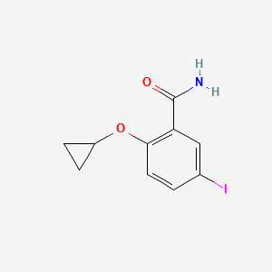 molecular formula C10H10INO2 B14825653 2-Cyclopropoxy-5-iodobenzamide 