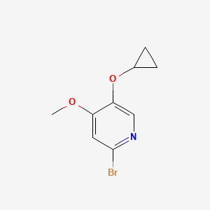 molecular formula C9H10BrNO2 B14825716 2-Bromo-5-cyclopropoxy-4-methoxypyridine 