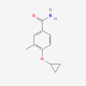 molecular formula C11H13NO2 B14825790 4-Cyclopropoxy-3-methylbenzamide 