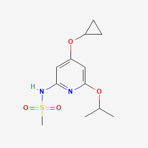 molecular formula C12H18N2O4S B14826252 N-(4-Cyclopropoxy-6-isopropoxypyridin-2-YL)methanesulfonamide 