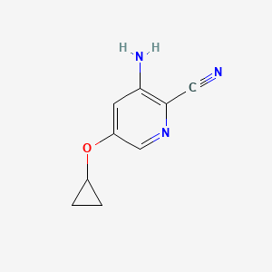 molecular formula C9H9N3O B14826538 3-Amino-5-cyclopropoxypicolinonitrile 