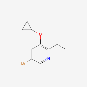 molecular formula C10H12BrNO B14826624 5-Bromo-3-cyclopropoxy-2-ethylpyridine 