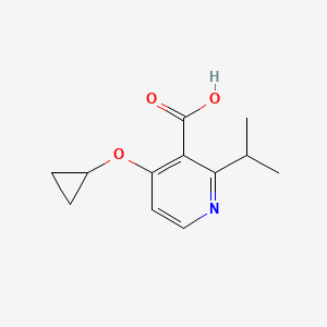 molecular formula C12H15NO3 B14826764 4-Cyclopropoxy-2-isopropylnicotinic acid 