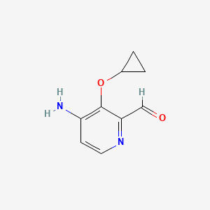 molecular formula C9H10N2O2 B14827504 4-Amino-3-cyclopropoxypicolinaldehyde 
