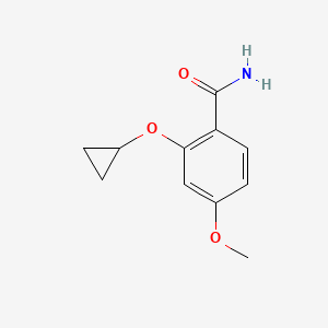 molecular formula C11H13NO3 B14827506 2-Cyclopropoxy-4-methoxybenzamide 