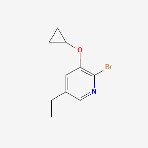 molecular formula C10H12BrNO B14827596 2-Bromo-3-cyclopropoxy-5-ethylpyridine 