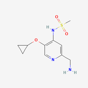 molecular formula C10H15N3O3S B14827758 N-(2-(Aminomethyl)-5-cyclopropoxypyridin-4-YL)methanesulfonamide 
