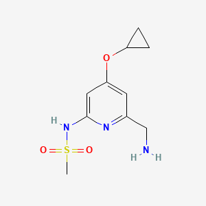 molecular formula C10H15N3O3S B14828032 N-(6-(Aminomethyl)-4-cyclopropoxypyridin-2-YL)methanesulfonamide 