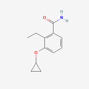 molecular formula C12H15NO2 B14828067 3-Cyclopropoxy-2-ethylbenzamide 
