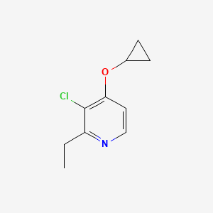 molecular formula C10H12ClNO B14828303 3-Chloro-4-cyclopropoxy-2-ethylpyridine 