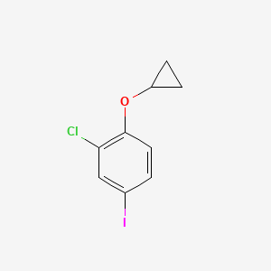 molecular formula C9H8ClIO B14828354 2-Chloro-1-cyclopropoxy-4-iodobenzene 