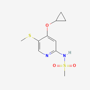 molecular formula C10H14N2O3S2 B14828521 N-(4-Cyclopropoxy-5-(methylthio)pyridin-2-YL)methanesulfonamide 