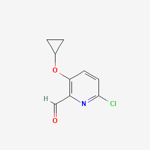 molecular formula C9H8ClNO2 B14828530 6-Chloro-3-cyclopropoxypicolinaldehyde 