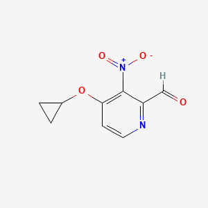 molecular formula C9H8N2O4 B14828599 4-Cyclopropoxy-3-nitropicolinaldehyde 