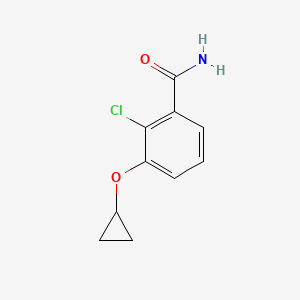molecular formula C10H10ClNO2 B14828727 2-Chloro-3-cyclopropoxybenzamide 