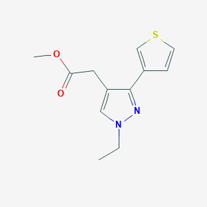 molecular formula C12H14N2O2S B1482878 methyl 2-(1-ethyl-3-(thiophen-3-yl)-1H-pyrazol-4-yl)acetate CAS No. 2098139-57-0