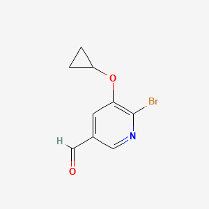 molecular formula C9H8BrNO2 B14828862 6-Bromo-5-cyclopropoxynicotinaldehyde 