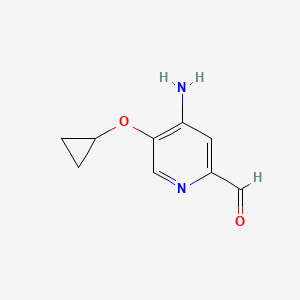molecular formula C9H10N2O2 B14828903 4-Amino-5-cyclopropoxypicolinaldehyde 