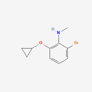 molecular formula C10H12BrNO B14829112 2-Bromo-6-cyclopropoxy-N-methylaniline 