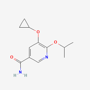 molecular formula C12H16N2O3 B14829396 5-Cyclopropoxy-6-isopropoxynicotinamide 
