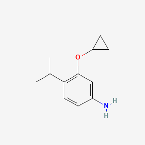 molecular formula C12H17NO B14829677 3-Cyclopropoxy-4-isopropylaniline 