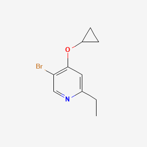 molecular formula C10H12BrNO B14829885 5-Bromo-4-cyclopropoxy-2-ethylpyridine 