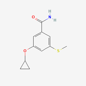 molecular formula C11H13NO2S B14830047 3-Cyclopropoxy-5-(methylthio)benzamide 