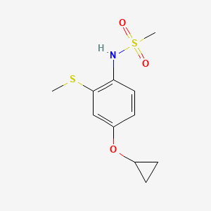 molecular formula C11H15NO3S2 B14830173 N-(4-Cyclopropoxy-2-(methylthio)phenyl)methanesulfonamide 