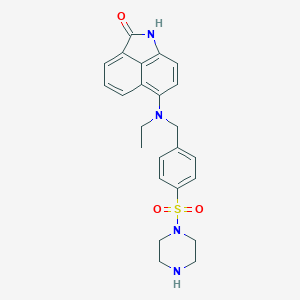 molecular formula C22H22N4O3S B148305 N(6)-(4-(Piperazinylsulfonyl)benzyl)-6-aminobenz(cd)indol-2(1H)-one CAS No. 138384-42-6