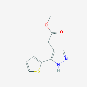 molecular formula C10H10N2O2S B1483135 methyl 2-(3-(thiophen-2-yl)-1H-pyrazol-4-yl)acetate CAS No. 2098130-91-5
