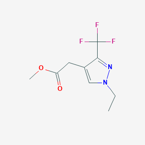 molecular formula C9H11F3N2O2 B1483150 methyl 2-(1-ethyl-3-(trifluoromethyl)-1H-pyrazol-4-yl)acetate CAS No. 2098087-66-0