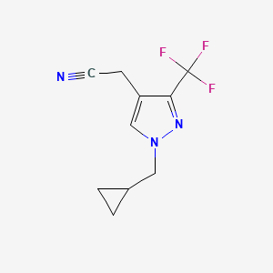 molecular formula C10H10F3N3 B1483151 2-(1-(cyclopropylmethyl)-3-(trifluoromethyl)-1H-pyrazol-4-yl)acetonitrile CAS No. 2098078-71-6