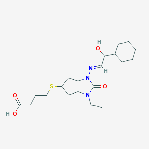 molecular formula C20H33N3O4S B148318 4-((1-((2-Cyclohexyl-2-hydroxyethylidene)amino)-3-ethyloctahydro-2-oxo-5-cyclopentimidazolyl)thio)butanoic acid CAS No. 139147-26-5
