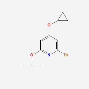 molecular formula C12H16BrNO2 B14831877 2-Bromo-6-tert-butoxy-4-cyclopropoxypyridine 