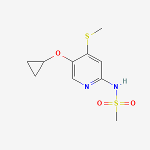 molecular formula C10H14N2O3S2 B14832276 N-(5-Cyclopropoxy-4-(methylthio)pyridin-2-YL)methanesulfonamide 