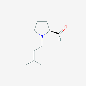 molecular formula C10H17NO B148332 2-Pyrrolidinecarboxaldehyde,1-(3-methyl-2-butenyl)-,(S)-(9CI) CAS No. 130823-66-4