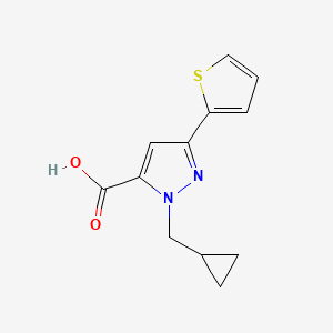 molecular formula C12H12N2O2S B1483360 1-(cyclopropylmethyl)-3-(thiophen-2-yl)-1H-pyrazole-5-carboxylic acid CAS No. 2098038-86-7