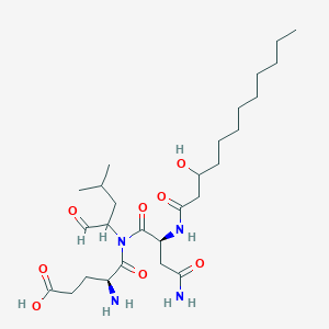molecular formula C27H48N4O8 B148337 (4S)-4-amino-5-[[(2S)-4-amino-2-(3-hydroxydodecanoylamino)-4-oxobutanoyl]-(4-methyl-1-oxopentan-2-yl)amino]-5-oxopentanoic acid CAS No. 125882-62-4