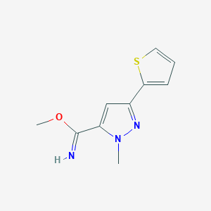molecular formula C10H11N3OS B1483373 methyl 1-methyl-3-(thiophen-2-yl)-1H-pyrazole-5-carbimidate CAS No. 2098070-11-0