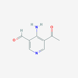 molecular formula C8H8N2O2 B14833753 5-Acetyl-4-aminonicotinaldehyde 