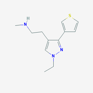 molecular formula C12H17N3S B1483399 2-(1-ethyl-3-(thiophen-3-yl)-1H-pyrazol-4-yl)-N-methylethan-1-amine CAS No. 2098095-27-1