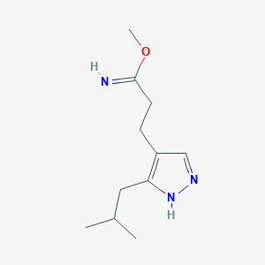 molecular formula C11H19N3O B1483730 methyl 3-(3-isobutyl-1H-pyrazol-4-yl)propanimidate CAS No. 2097970-76-6