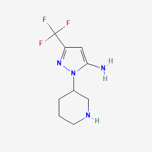 molecular formula C9H13F3N4 B1483836 1-(piperidin-3-yl)-3-(trifluoromethyl)-1H-pyrazol-5-amine CAS No. 2097966-45-3