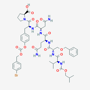 (2S)-1-[(2S)-2-[[(2S)-4-amino-2-[[(2S)-5-amino-2-[[(2S)-2-[[(2S)-3-methyl-2-(2-methylpropoxycarbonylamino)butanoyl]amino]-3-phenylmethoxypropanoyl]amino]-5-oxopentanoyl]amino]-4-oxobutanoyl]amino]-3-[4-[(4-bromophenyl)methoxycarbonyloxy]phenyl]propanoyl]pyrrolidine-2-carboxylic acid